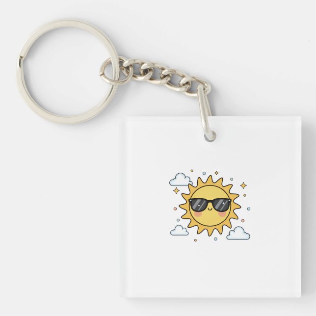 Llavero Happy Smiling Sun Cartoon - Minimalist Kawaii Suns (Frente)