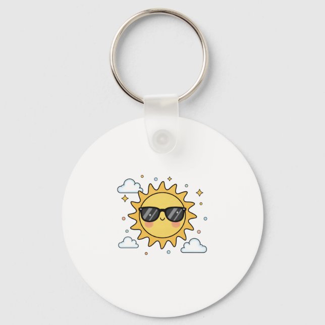 Llavero Happy Smiling Sun Cartoon - Minimalist Kawaii Suns (Anverso)