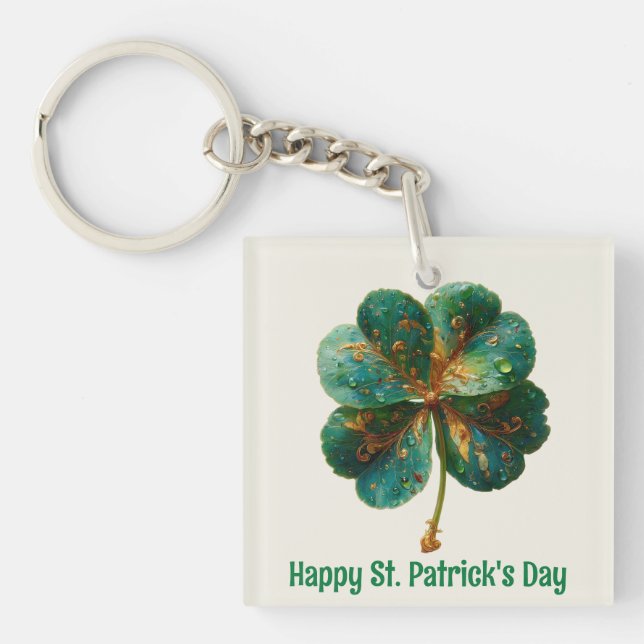 Llavero Happy St. Patrick’s Day Elegant Shamrock (Frente)