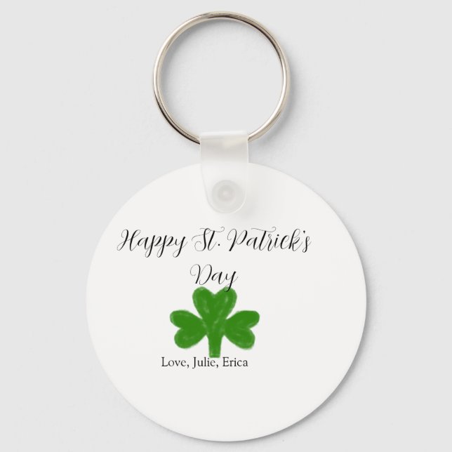Llavero Happy St. Patrick's day green shamrock name  (Anverso)