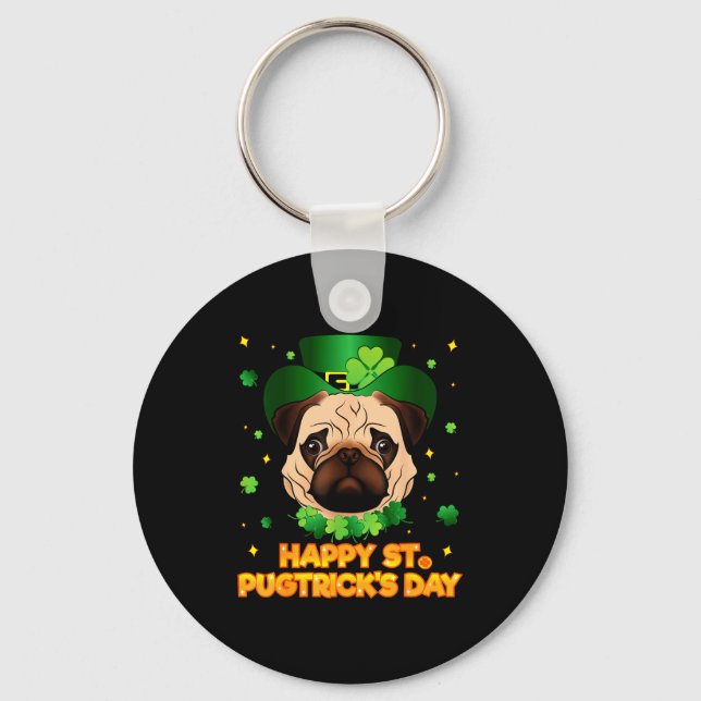 Llavero Happy St Patricks Pugtricks Day Irish Pug Leprecha (Anverso)