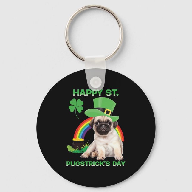 Llavero Happy St Pugstrick's Day Funny Pug Lover (Anverso)