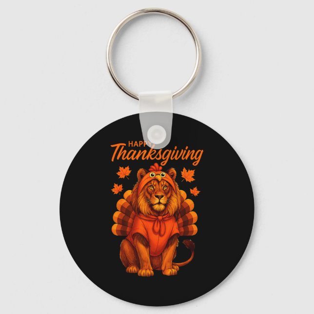 Llavero Happy Thanksgiving Lion Women Boys Girls Kids Outf (Anverso)