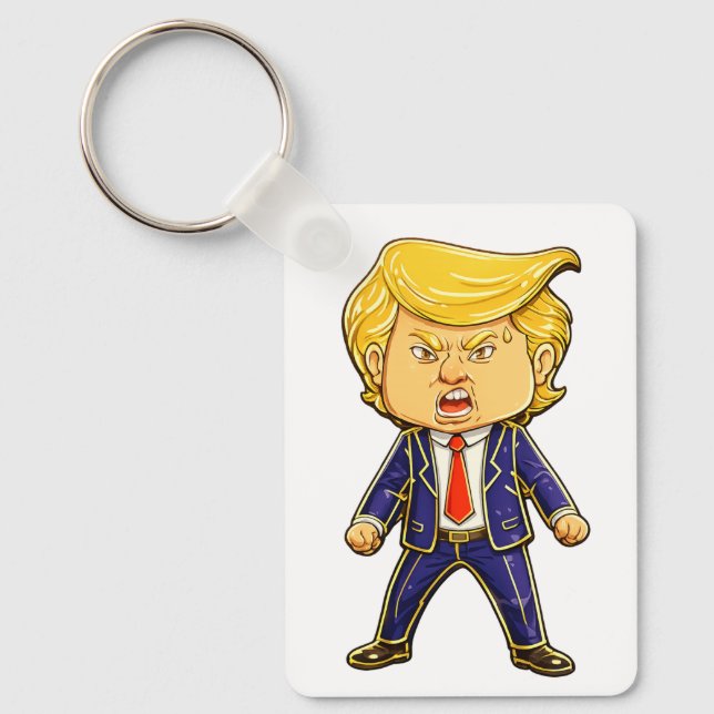 Llavero Happy Trump Lapel Pin Chibi Cartoon Funny Meme Pop (Anverso)