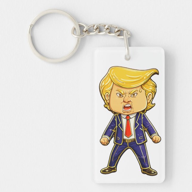 Llavero Happy Trump Lapel Pin Chibi Cartoon Funny Meme Pop (Frente)