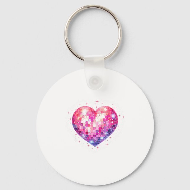 Llavero Happy Valentine's Day Coquette Nk Disco Ball Heart (Anverso)