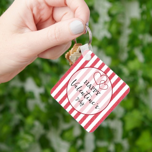 Llavero Happy Valentine's Day Heart Stripes Keychain (Mano)