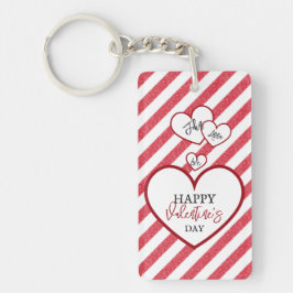Llavero Happy Valentine's Day Hearts Chalk Stripes Acrylic