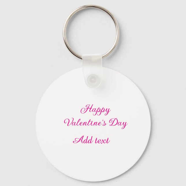 Llavero Happy Valentine's day pink text name message (Anverso)