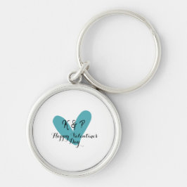 Llavero Happy Valentine's day turquoise heart name letter 