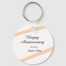 Llavero Happy wedding anniversary orange pastel lines name