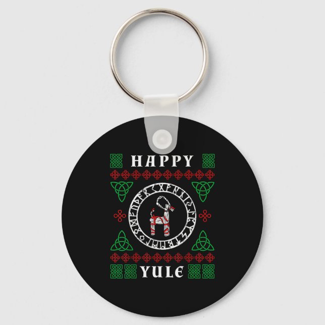 Llavero Happy Yule Pagan Wicca Ugly Christmas Sweater  (Anverso)