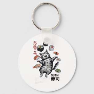 Llavero Harajuku gato japonés de sushi estilo anime