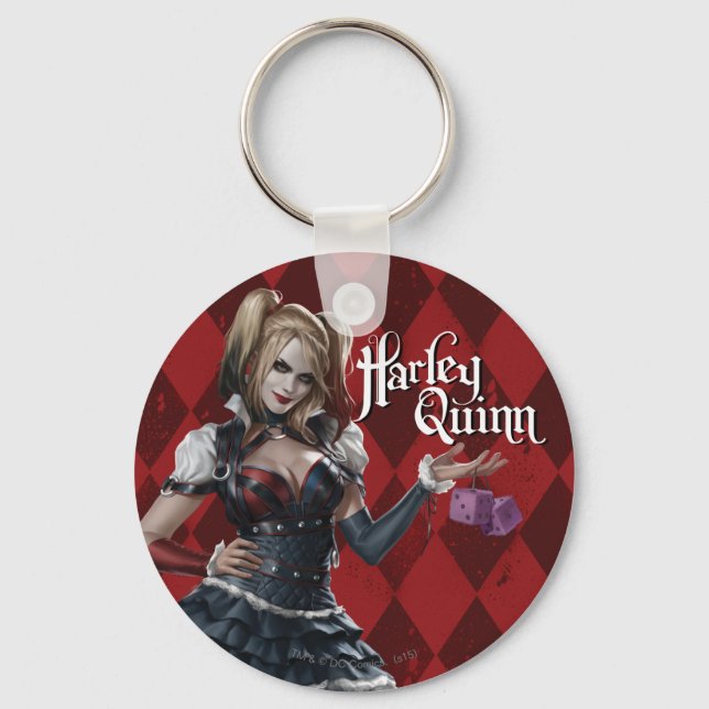 Llavero Harley Quinn con dados difusos (Anverso)