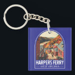 Llavero Harpers Ferry West Virginia Travel Art Vintage<br><div class="desc">Harpers Ferry retro diseño de viajes vectores. Harpers Ferry es un pueblo de Virginia Occidental. Los senderos recorren el Parque Histórico Nacional Harpers Ferry,  que cuenta con edificios del siglo XIX.</div>