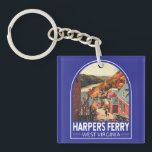 Llavero Harpers Ferry West Virginia Travel Art Vintage<br><div class="desc">Harpers Ferry retro diseño de viajes vectores. Harpers Ferry es un pueblo de Virginia Occidental. Los senderos recorren el Parque Histórico Nacional Harpers Ferry,  que cuenta con edificios del siglo XIX.</div>