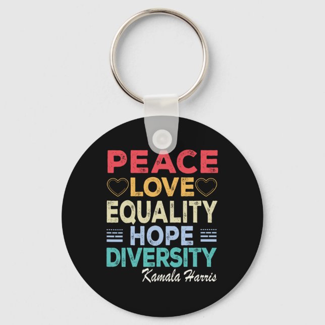 Llavero Harris Peace Love Equality Hope Diversity Retro (Anverso)