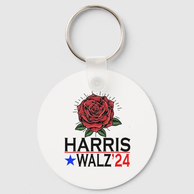 Llavero Harris Waltz vota por la flor Kamala 2024 (Anverso)