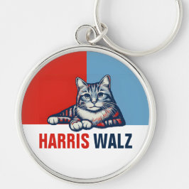 Llavero Harris Walz 2024 Obviamente gato azul rojo