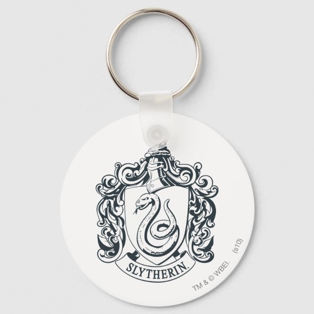 Llavero Harry Potter | Escudo Slytherin - Blanco y negro (Anverso)