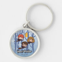 Harry, Ron y Hermione de dibujos animados volando 