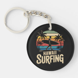Llavero Hawái Surf Retro - Surfista de Playa de la Puesta
