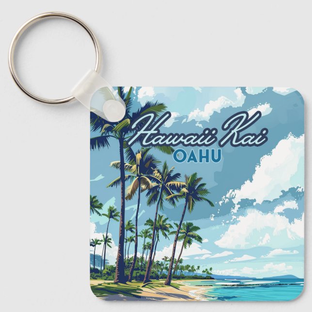 Llavero Hawaii Kai Honolulu Oahu Hawaii Retro (Anverso)