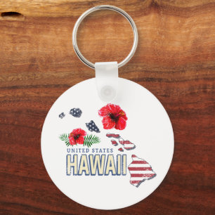 Llavero Hawaii Mapa del Estado Retro de Estados Unidos USA