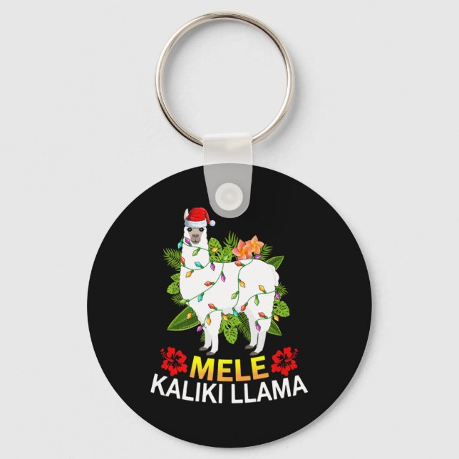 Llavero Hawaiian Xmas Llama Lights Mele Kalikimaka Llama C (Anverso)
