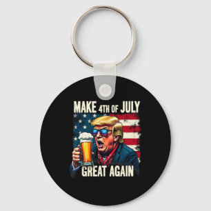Llavero Haz de nuevo genial el 4 de julio Trump bebiendo c