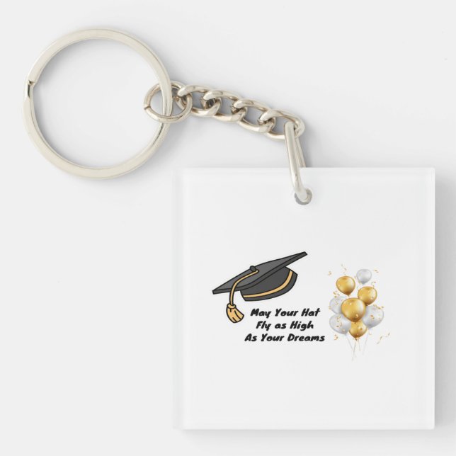 Llavero Haz que tu Gorra vuele para un graduado (Frente)
