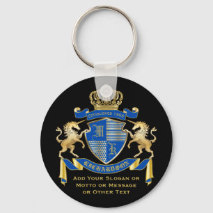 Llavero Haz tu propio emblema azul del escudo de armas de