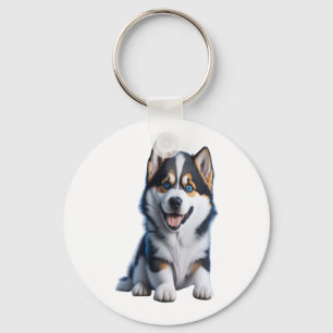 Llavero HD Adorable Alaskan Malamute retrato de cachorro -