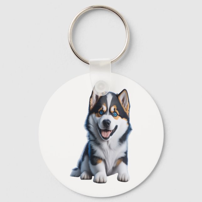 Llavero HD Adorable Alaskan Malamute retrato de cachorro - (Anverso)