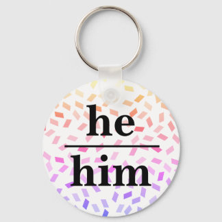 Llavero He him pastel rainbow sprinkles pronoun keychain