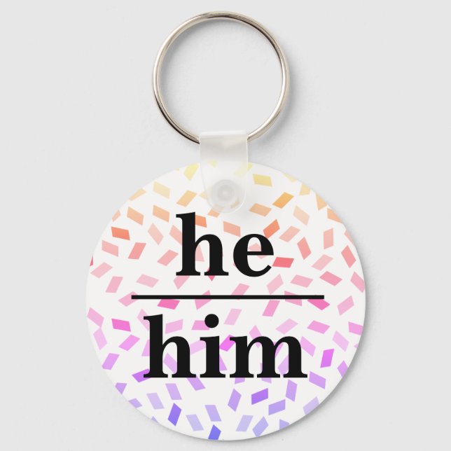 Llavero He him pastel rainbow sprinkles pronoun  keychain (Anverso)