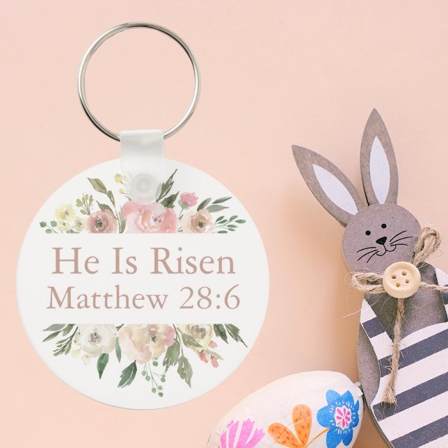 Llavero He is Risen Beautiful Pink Floral Bible Verse (Subido por el creador)