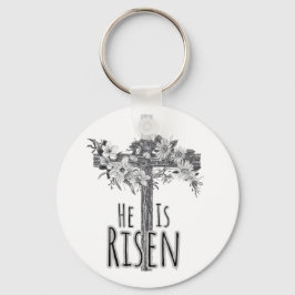 Llavero He Is Risen Floral Cross Keychain