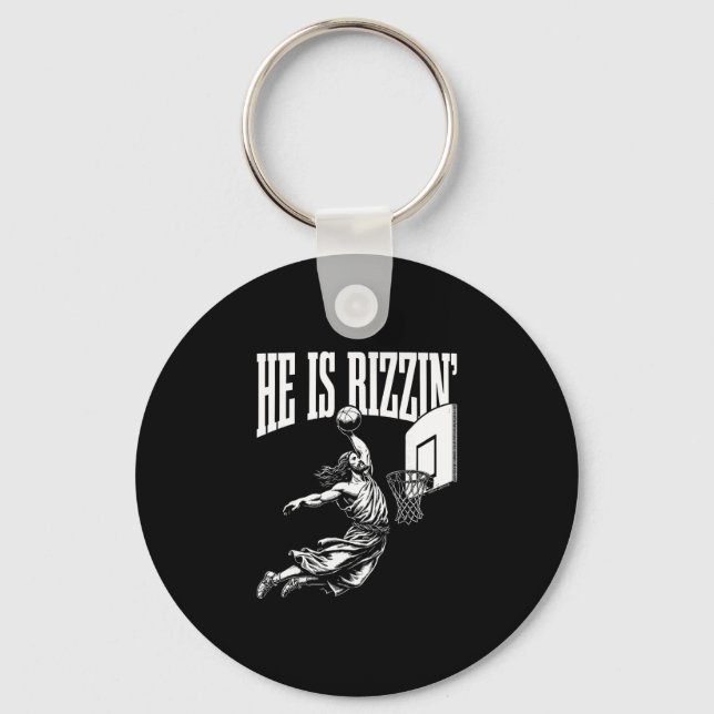 Llavero He Is Rizzin Funny Jesus Sketll Meme Easter Christ (Anverso)