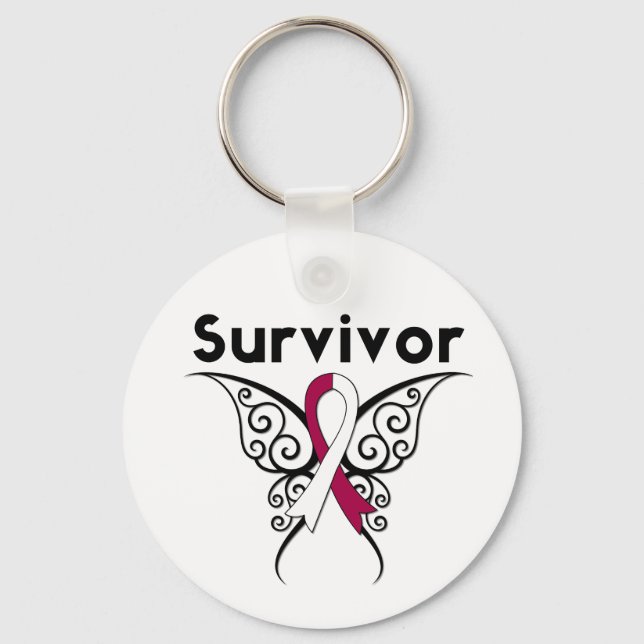 Llavero Head and Neck Cancer Survivor Tribal Butterfly (Anverso)