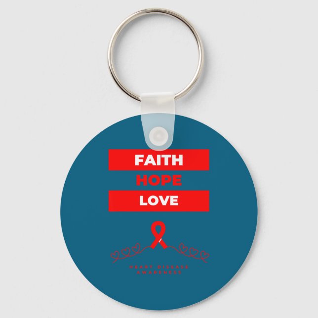 Llavero Heart Disease Awareness Faith Hope Love Design  (Anverso)
