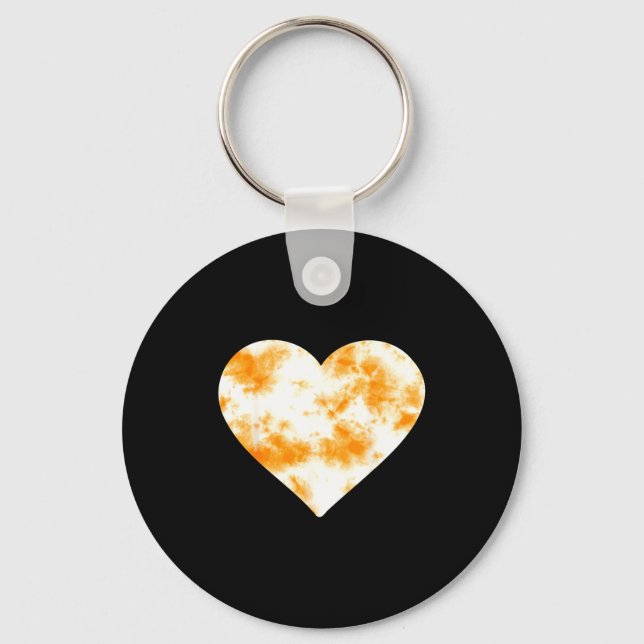 Llavero Heart Orange Tie Dye - Cute Valentines Day Graphic (Anverso)