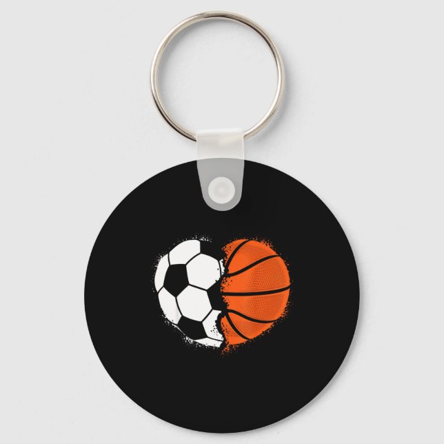 Llavero Heart Srts Soccer Basketball Ball Lover Valentines (Anverso)