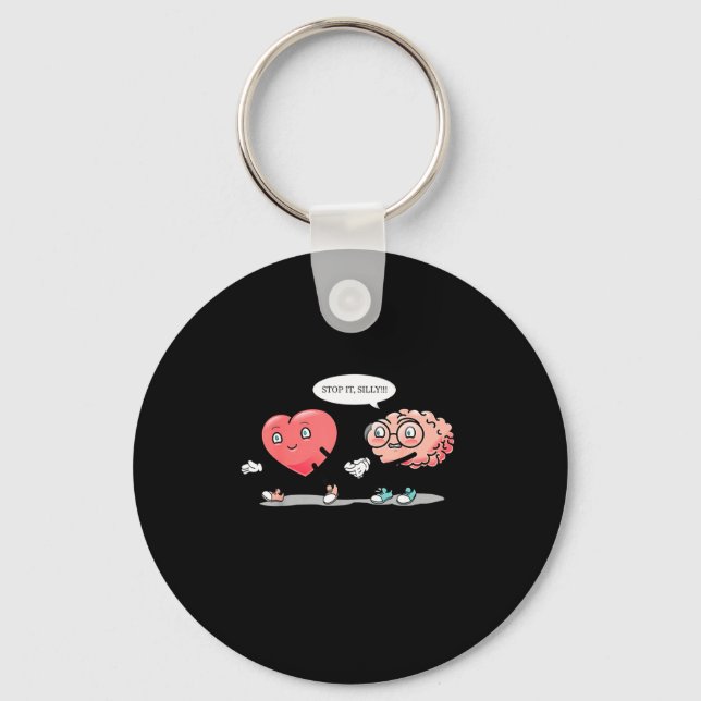 Llavero Heart Vs Brain Heart Leading Brain Valentines  (Anverso)