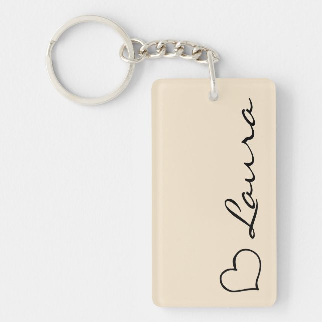 Llavero Heart Your Name Script Custom Gift Keychain (Frente)