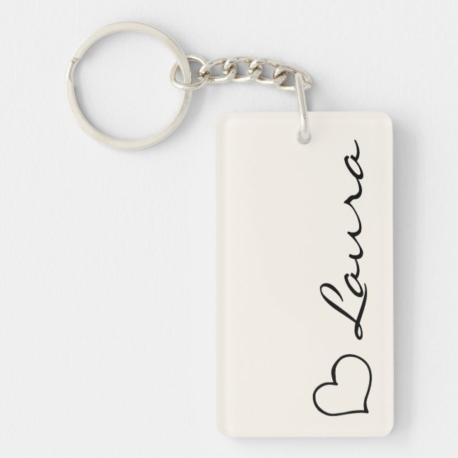 Llavero Heart Your Name Script Custom Gift Keychain (Frente)
