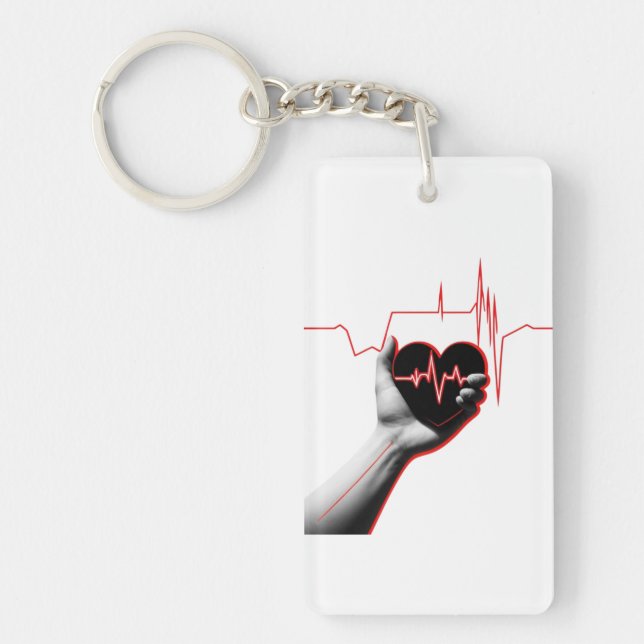 Llavero Heartbeat Love Design – Hand Holding Heart  (Frente)