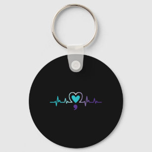Llavero Heartbeat Semicolon Prevención del Suicidio Mental
