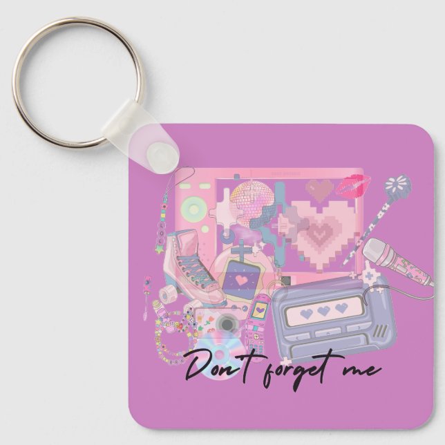 Llavero Heartbeats of the 2000s – Pink Nostalgia Keychain (Anverso)