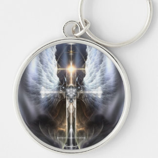 Llavero Heavenly Angel Wing Cross Fractal Art Keychain